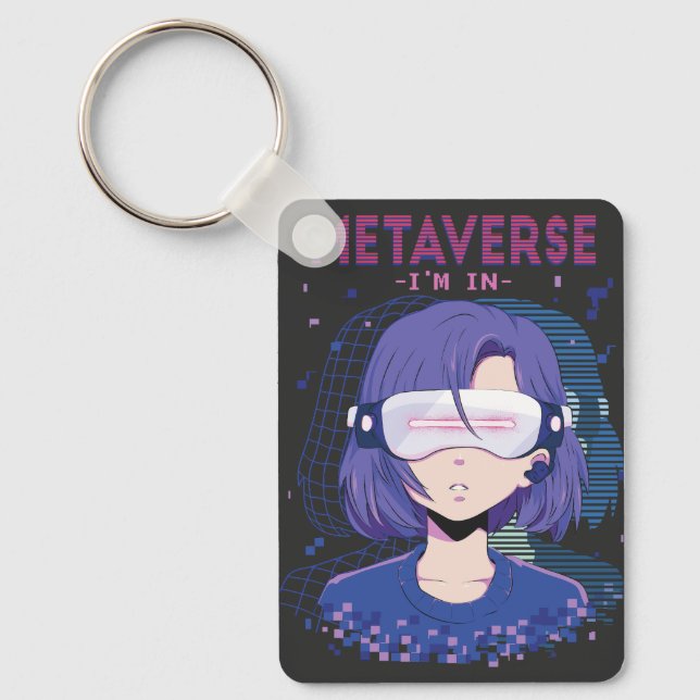 Porte-clés Fille d'anime lunettes de réalité virtuelle porte- (Recto)