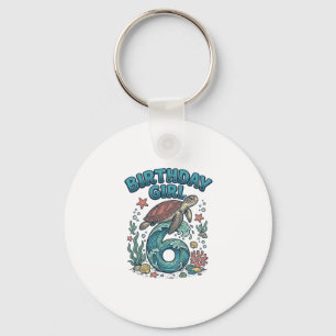 Porte-clés Fille d'anniversaire 6 Tortue de mer Conception de