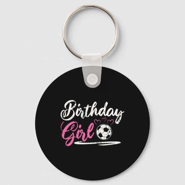 Porte-clés Fille d'anniversaire de football cool  (Recto)