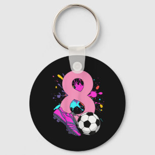 Porte-clés Fille de 8 ans joueuse de football pour son 8ème a