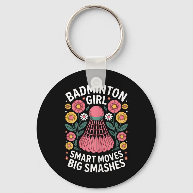 Porte-clés Fille de badminton navette drôle de badminton  (Recto)