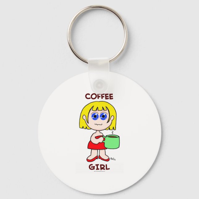 PORTE-CLÉS FILLE DE CAFÉ - CHEVEUX BLONDE (Recto)
