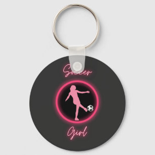 Porte-clés Fille de football Glow rose 