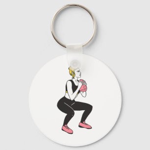 Porte-clés Fille de jour de jambe de culturiste Kettlebells F