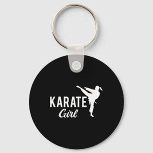 Porte-clés Fille de karaté Combattante à queue de cheval Blan