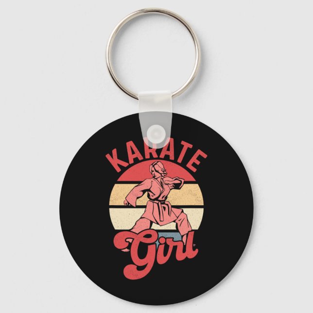 Porte-clés Fille de karaté Karatéka Combattante d'autodéfense (Recto)