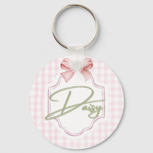 Porte-clés Fille de la marguerite personnalisée Bow&En vichy