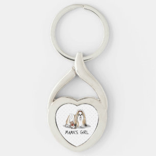Porte-clés Fille de maman Chih Tzu (blanc tan) Chien Maman mi