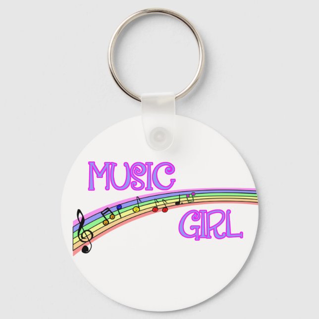 Porte-clés Fille de musique arc-en-ciel (Recto)