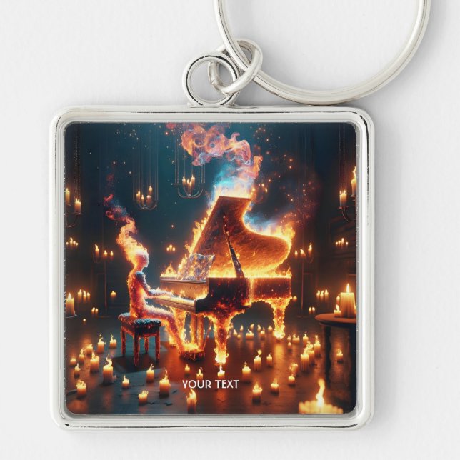 Porte-clés Fille de piano de feu mignonne fantastique (Devant)
