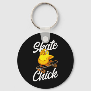 Porte-clés Fille de skateboard skate poulet skateuse fille po