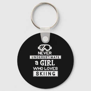 Porte-clés Fille de ski Ne sous-estimez jamais une fille qui