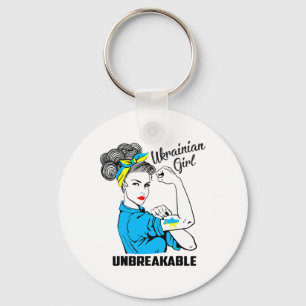 Porte-clés Fille de soutien à l'Ukraine Indestructible Forte