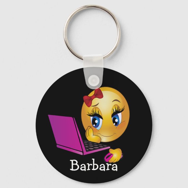 Porte-clés fille emoji ordinateur portable (Recto)