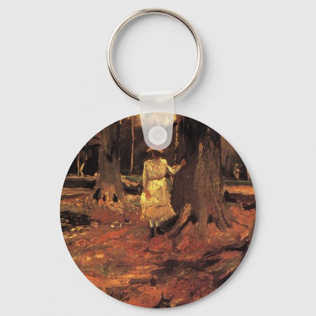Porte-clés Fille en blanc dans les bois par Vincent van Gogh (Recto)