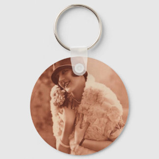 Porte-clés Fille Flapper des années 1920 vintage