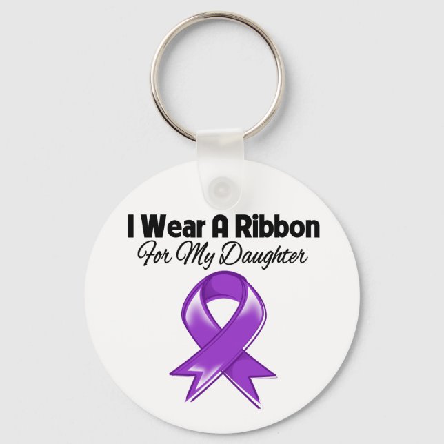 Porte-clés Fille - Je Porte Du Ruban Violet (Recto)
