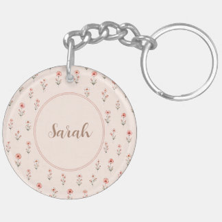 Porte-clés Fille Lapin Vintage Robe Florale Lapin