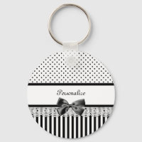 Fille Noir et Blanc Victorian Stripes Avec Nom