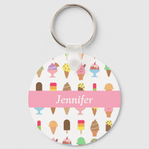 Porte-clés Fille Nom Desserts De Glace Colorés