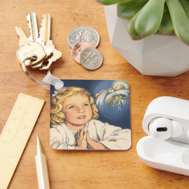 Porte-clés Fille priant pour Jésus-Christ, prières au coucher (Bureau)