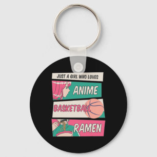 Porte-clés Fille Qui Aime Anime Bysketbyll Et Ramen Kawaii T