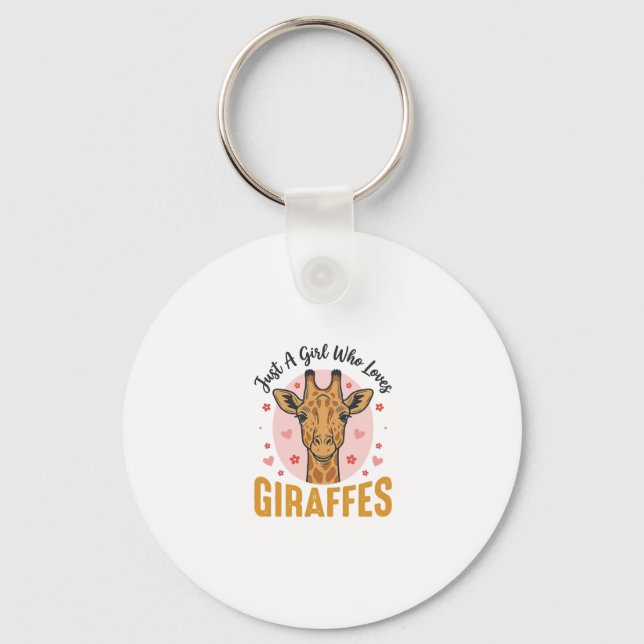 Porte-clés Fille qui aime les girafes Design de gravure vinta (Recto)