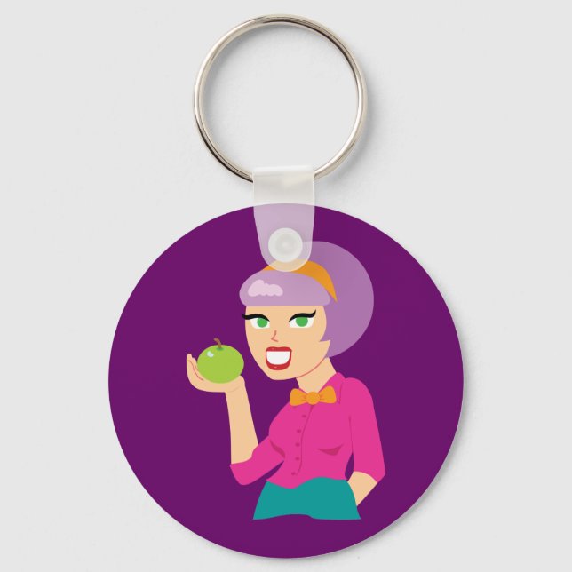 Porte-clés Fille Retro Pomme fraîche (Recto)