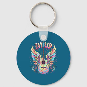 Porte-clés Fille rétro taylor prénom groovy 70's 80's