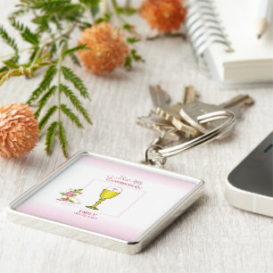 Porte-clés Fille Rose Première Communion Sainte, Chalice, Hôt