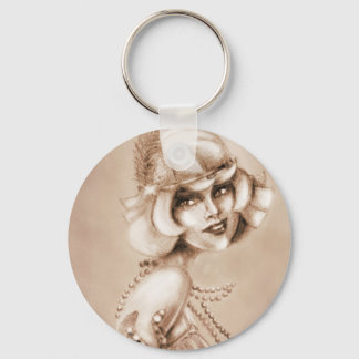 Porte-clés Fille sepia des années 20