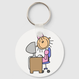 Porte-clés Fille sur ordinateur
