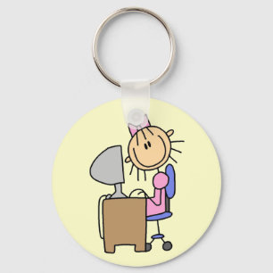 Porte-clés Fille sur ordinateur