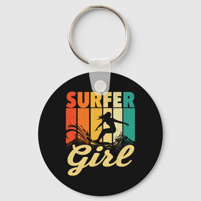 Porte-clés Fille surfeuse - Vagues Entraîneur de surf Amour d (Recto)