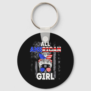 Porte-clés Fille Tout Américaine Drapeau Usa 4 Juillet Femmes