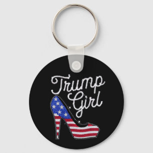 Porte-clés Fille Trump Talon Haut Drapeau Américain Bling Pat