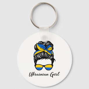 Porte-clés Fille ukrainienne aux couleurs bleues et jaunes de