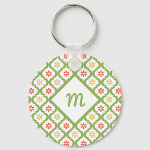 Porte-clés Fille vert Quatrefoil mignonne Daisées et Monogram
