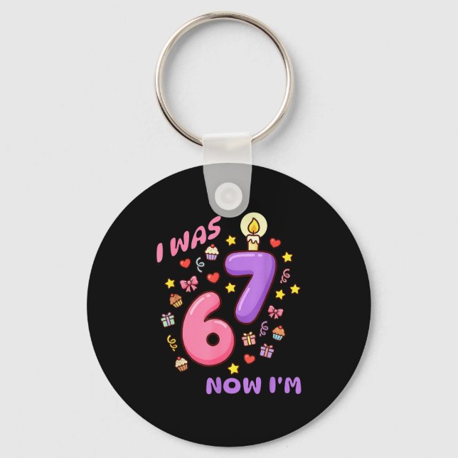 Porte-clés Filles 6 7 ans 7ème anniversaire (Recto)