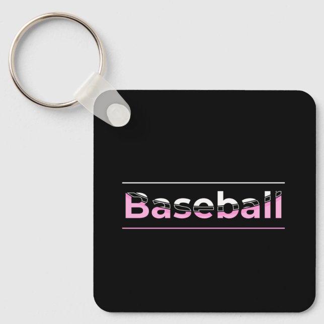 Porte-clés Filles Baseball - Typographie Géométrique Rose (Recto)