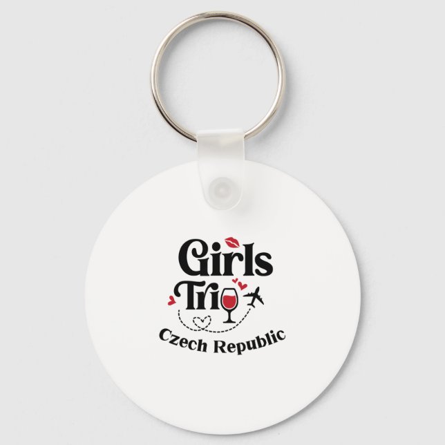 Porte-clés Filles de vin mignonnes Voyage République tchèque  (Recto)