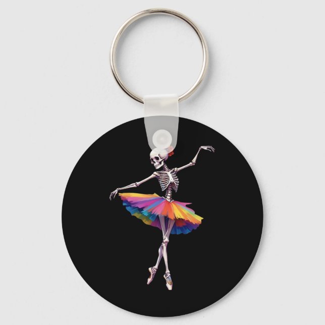 Porte-clés Filles Femmes Halloween Danser Skeleton Rainbow Ll (Recto)