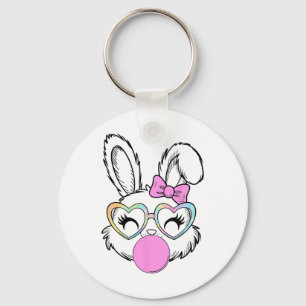 Porte-clés Filles Femmes Lapin Lapin Visage Rose Coquette Bow