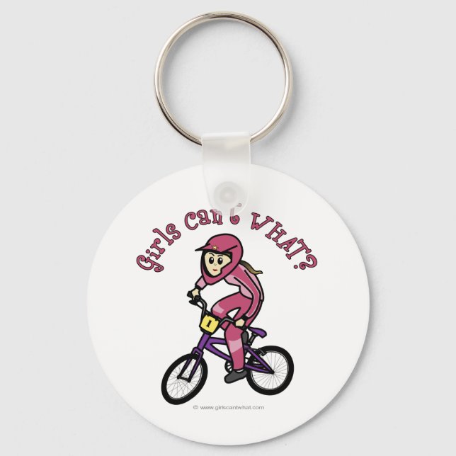 Porte-clés Filles rose pâle BMX (Recto)