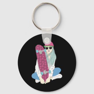 Porte-clés Filles Skate Skateboard Skateboarding Font Un Kick