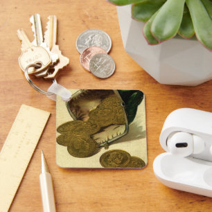 Porte-clés Finance d'entreprise vintage, monnaie de pièce d'o