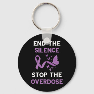 Porte-clés Finissez le silence Ruban violet Mois de sensibili
