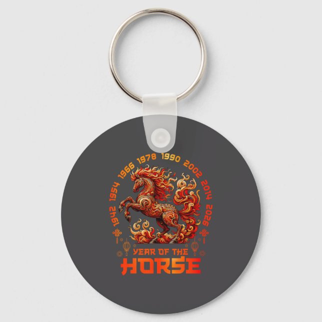 Porte-clés Fire Horse Chinese Zodiac Symbol 2026 Lunar New Ye (Recto)