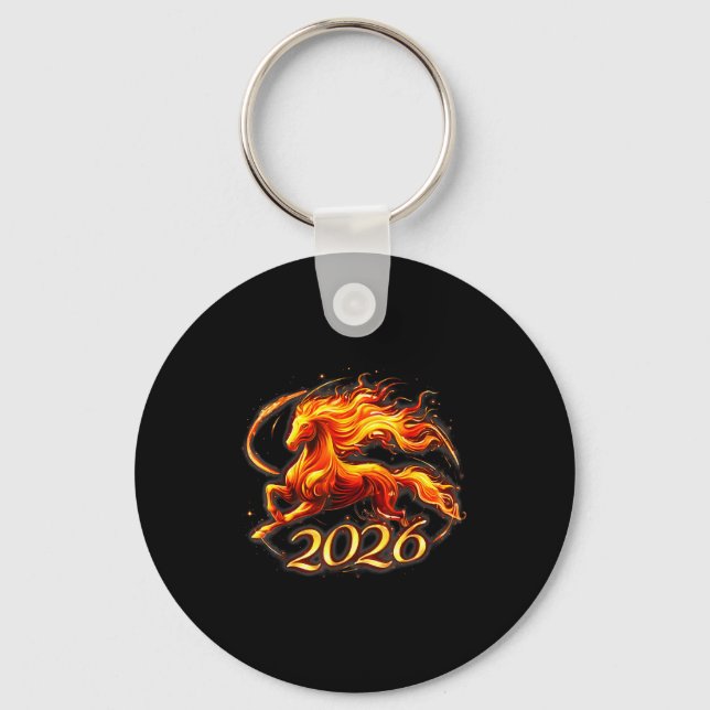 Porte-clés Fire Horse Chinese Zodiac Symbol 2026 Lunar New Ye (Recto)