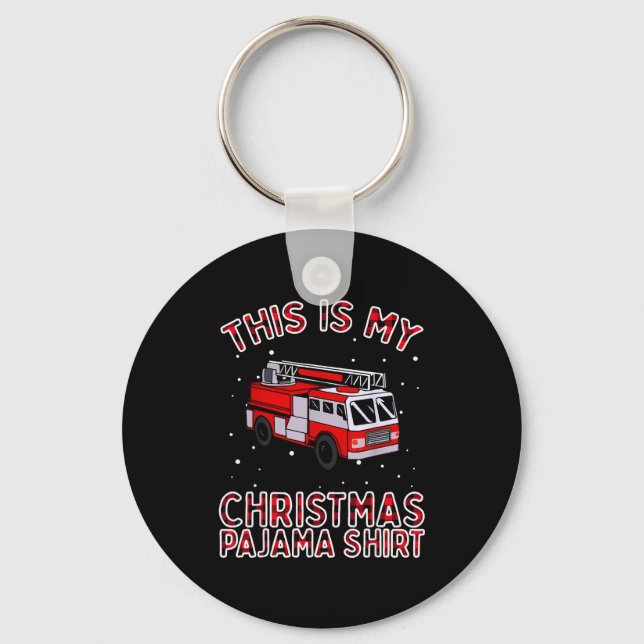 Porte-clés Firefighter Christmas Pajama - Fire Truck Funny Fi (Recto)